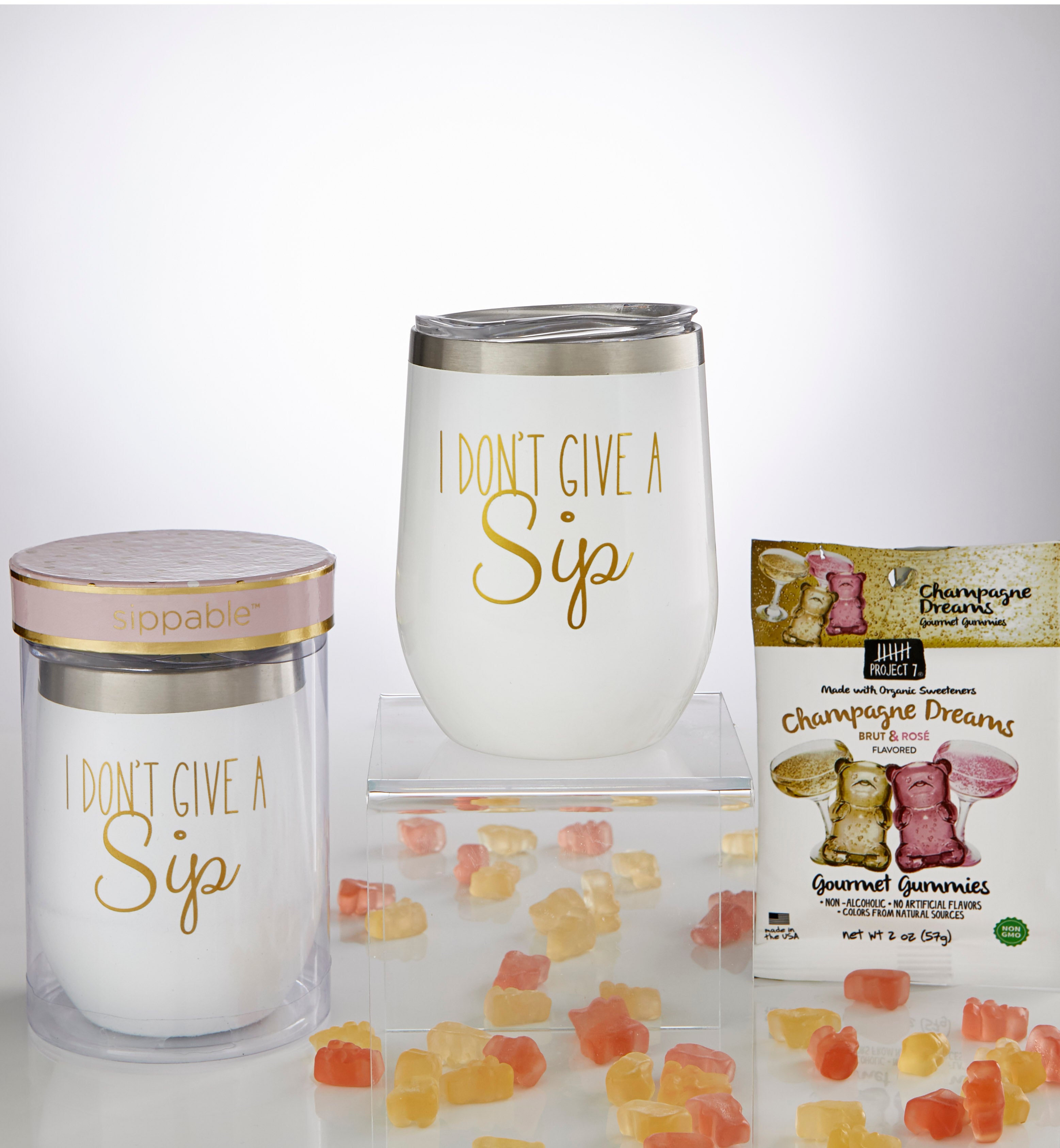 Sippable™ I Don't Give a Sip Tumbler Cup with Gummies